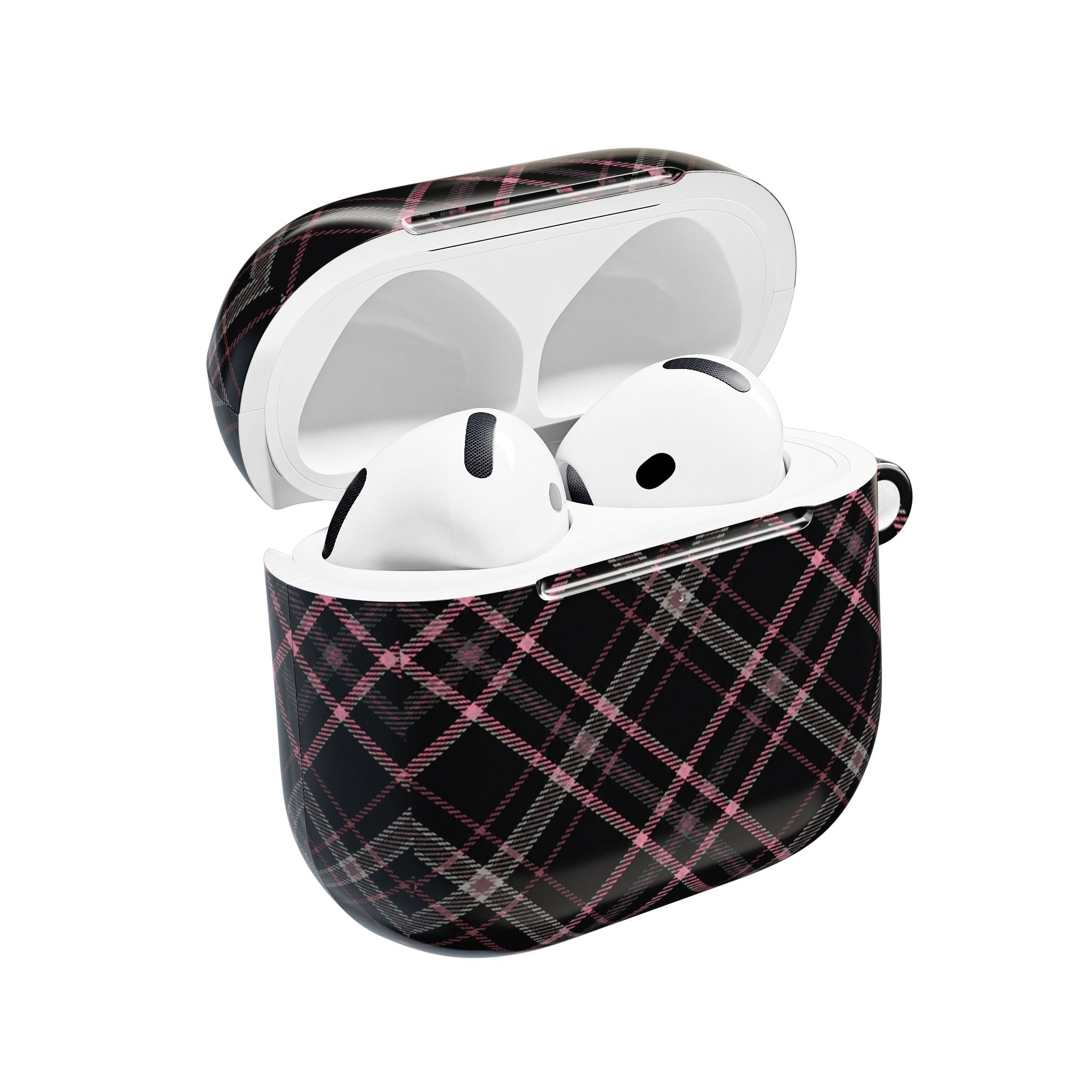 Plaid Pink & Black AirPod Case — Stylish Protective Charging Case