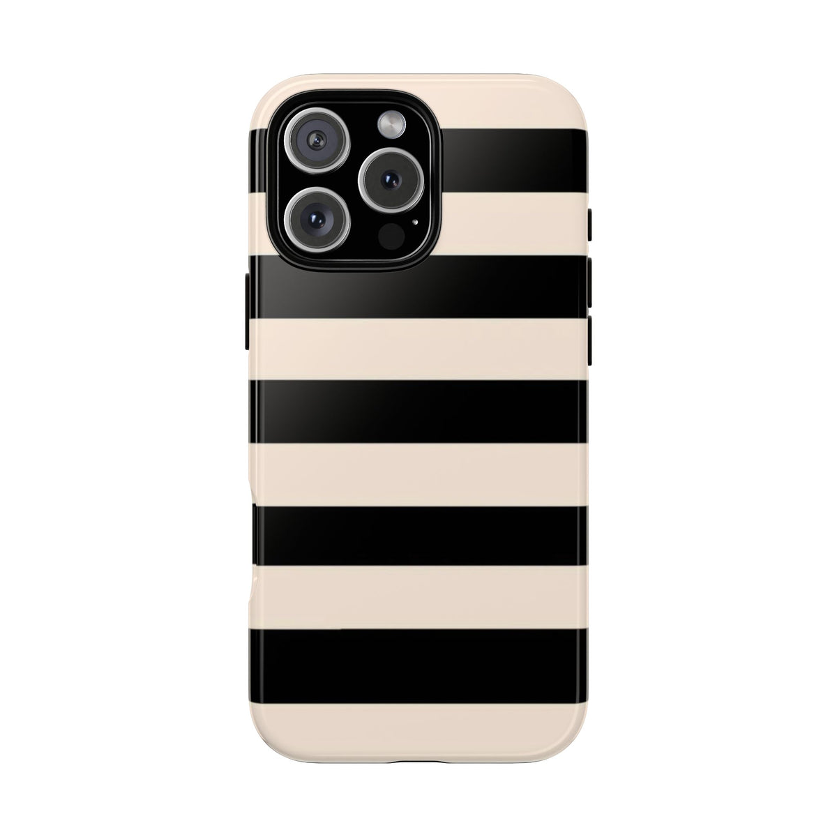 Black & Cream Striped - Tough Phone Case