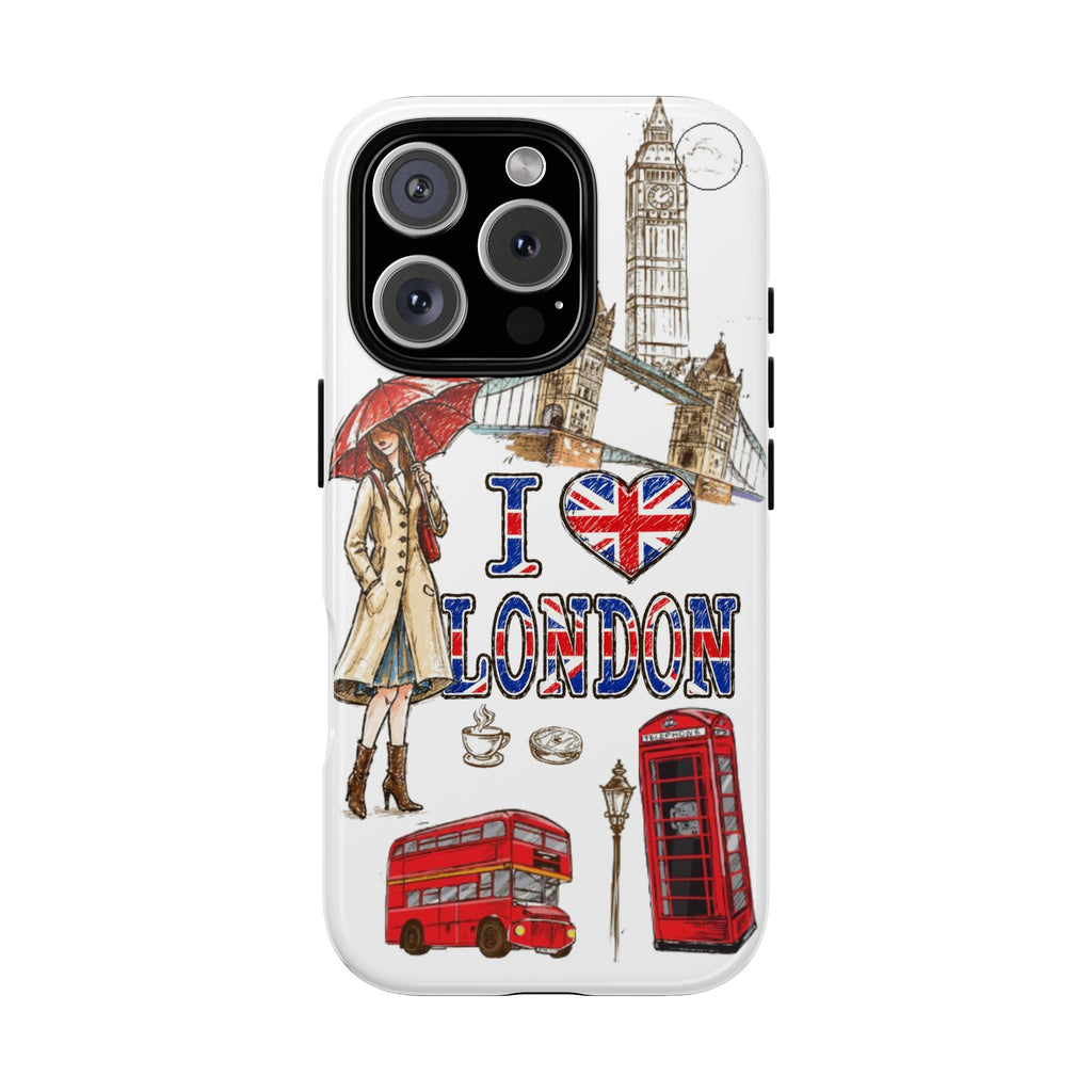I Love London Illustrated Collage phone case | Tough Case