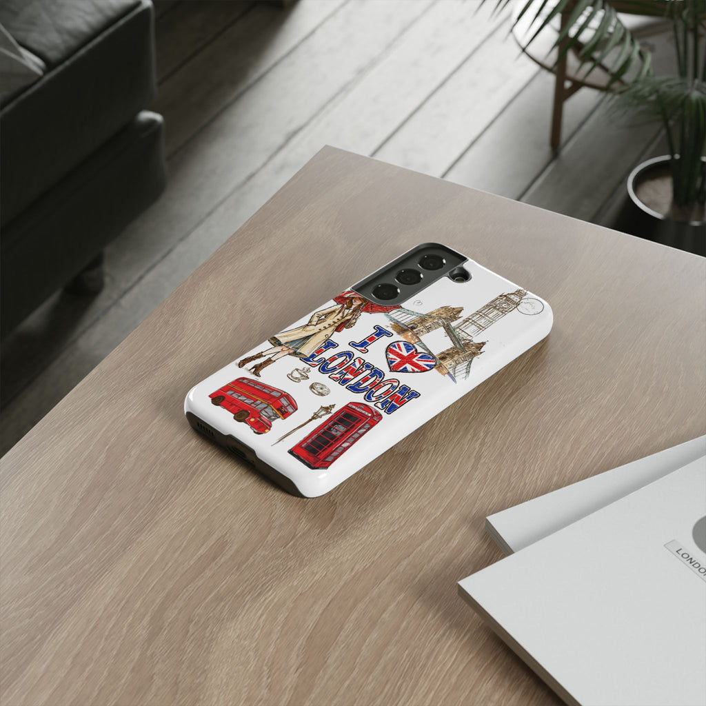 I Love London Illustrated Collage phone case | Tough Case