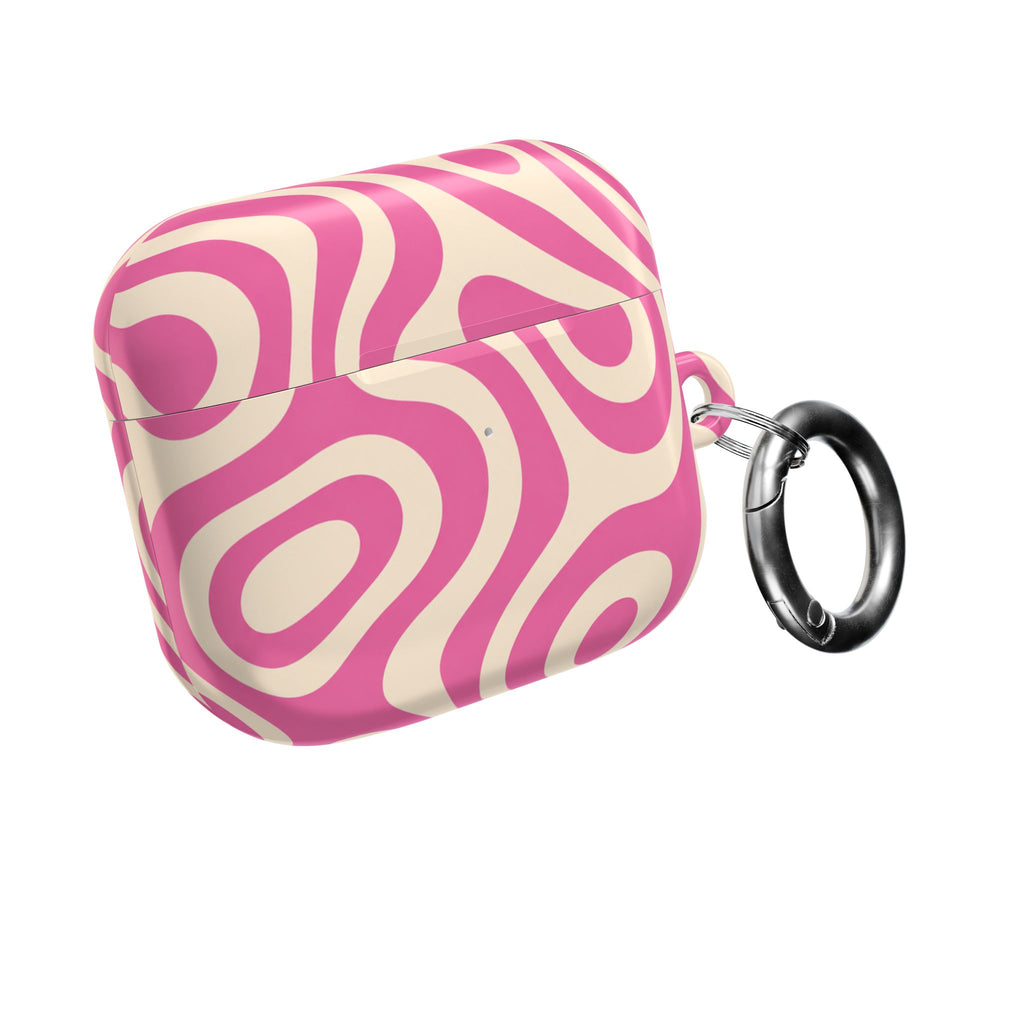 Pink Retro Swirl AirPod Case — Funky 70s Vibe Protective Cover