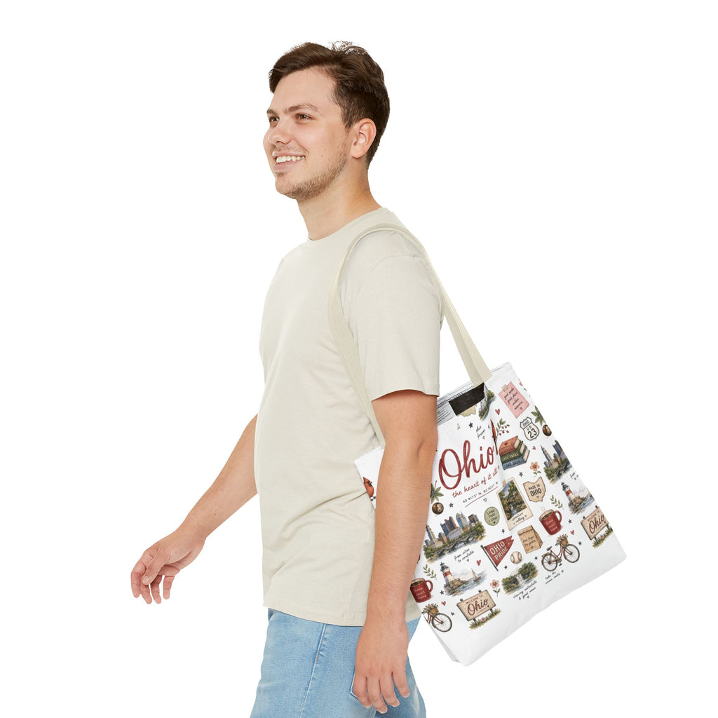 Ohio Illustrated Tote Bag — All-Over-Print Travel & Gift Tote