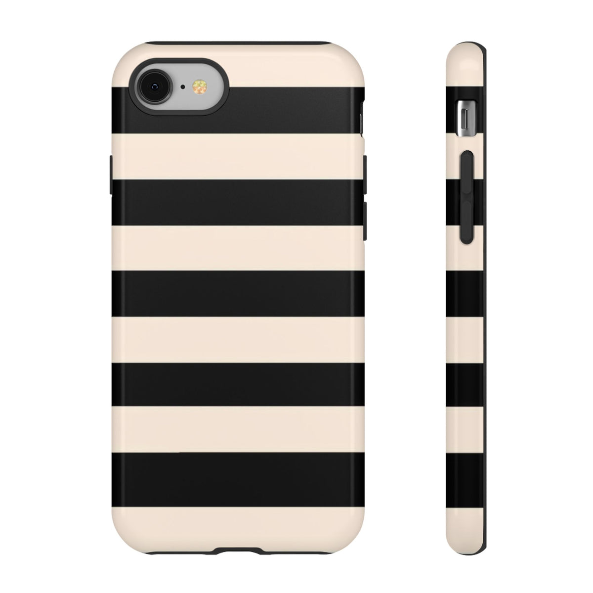 Black & Cream Striped - Tough Phone Case