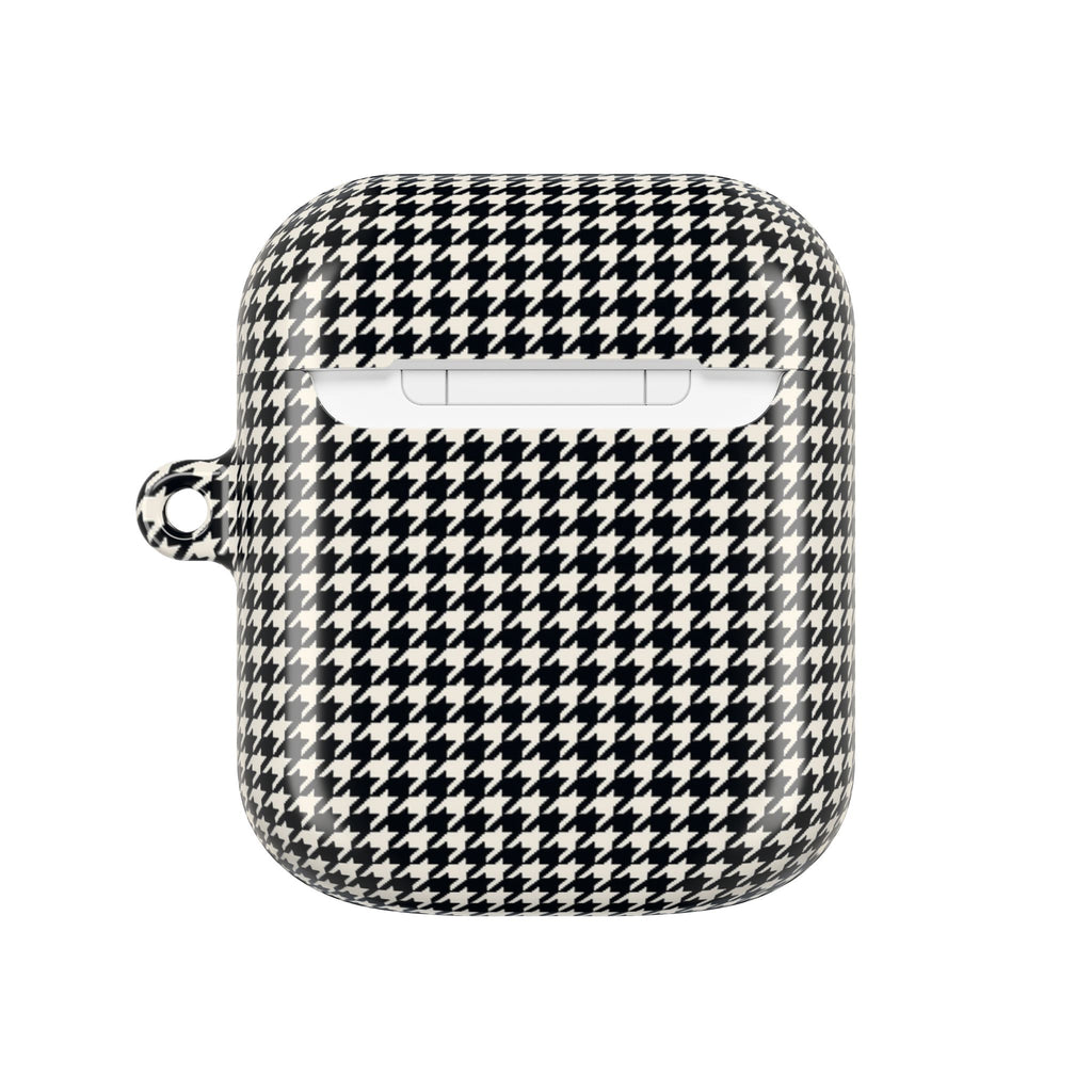 Houndstooth AirPod Case — Black & White Retro Pattern Protective Cover