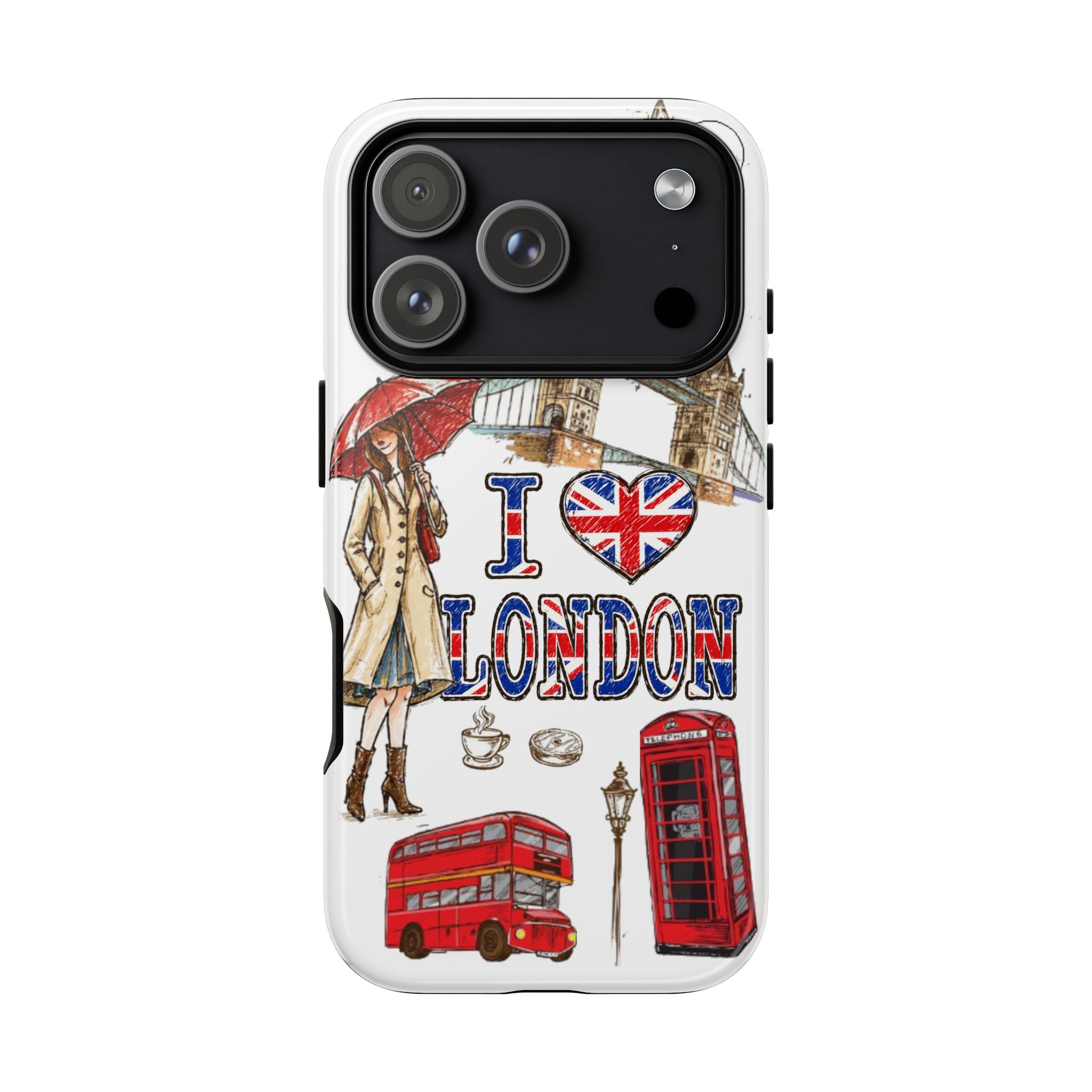 I Love London Illustrated Collage phone case | Tough Case
