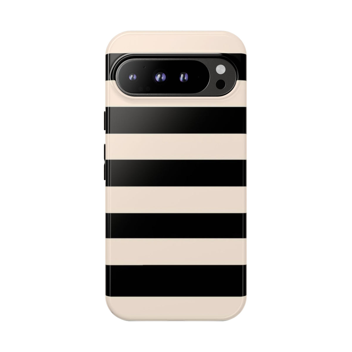 Black & Cream Striped - Tough Phone Case