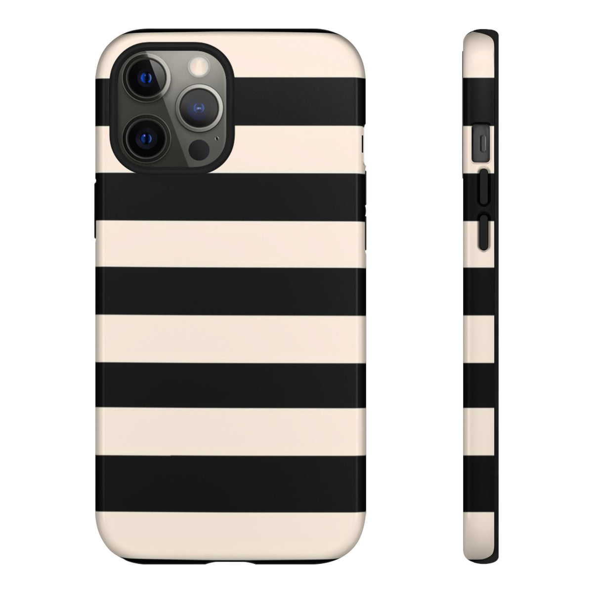Black & Cream Striped - Tough Phone Case