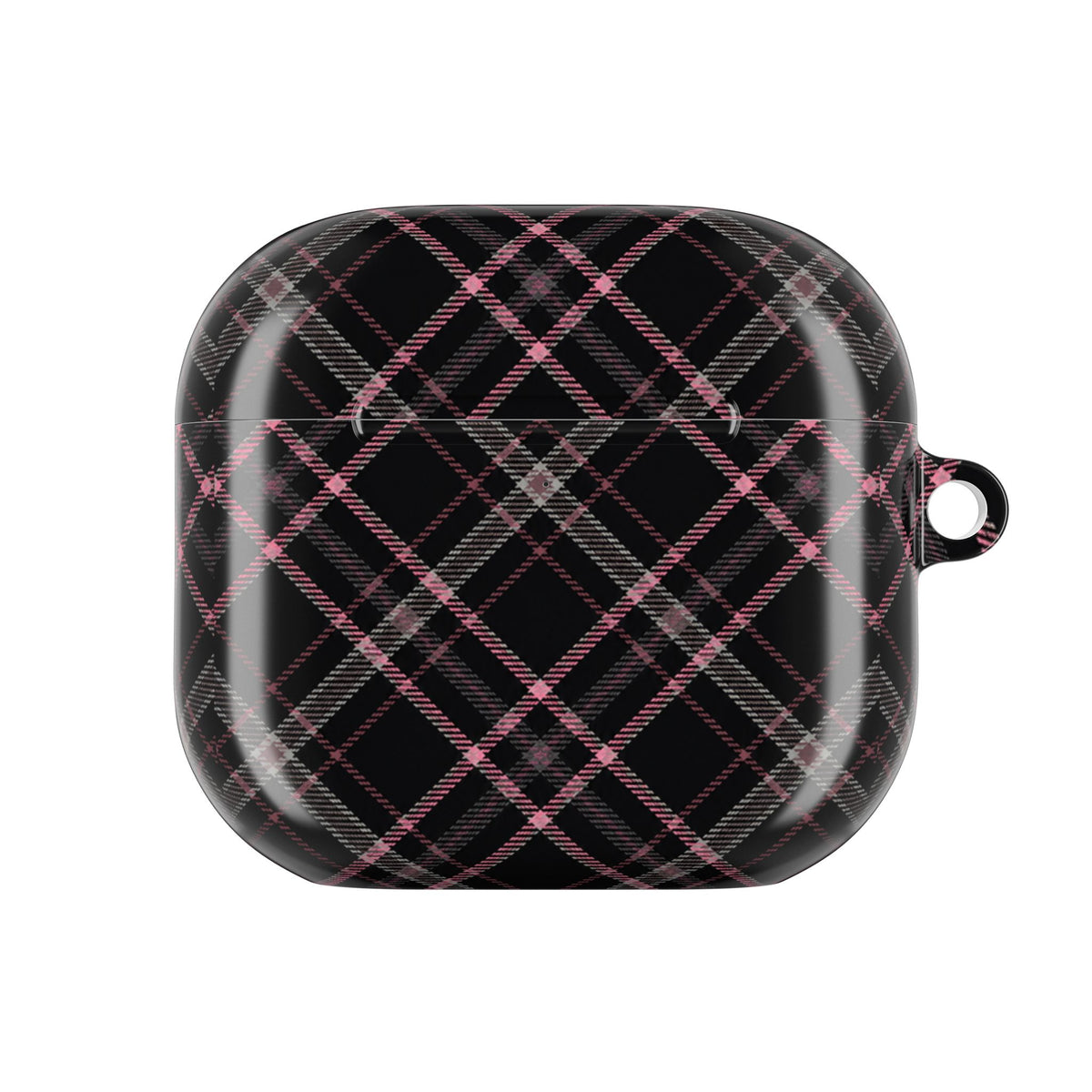 Funda a cuadros rosa y negra para AirPods - Estuche protector de carga elegante