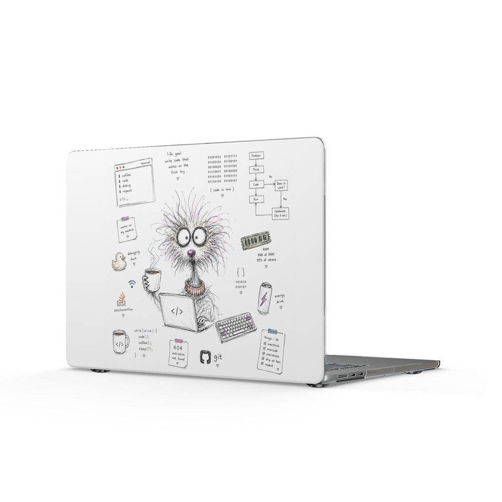 Clear MacBook Case — 'Coder Chaos' Funny Programmer Design