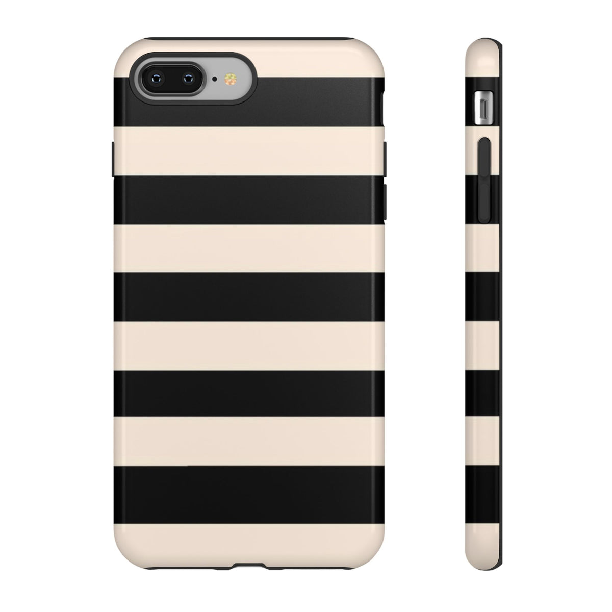 Black & Cream Striped - Tough Phone Case