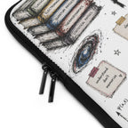 Physics Doodle Laptop Sleeve — Cute Science Notes & Cat Illustration
