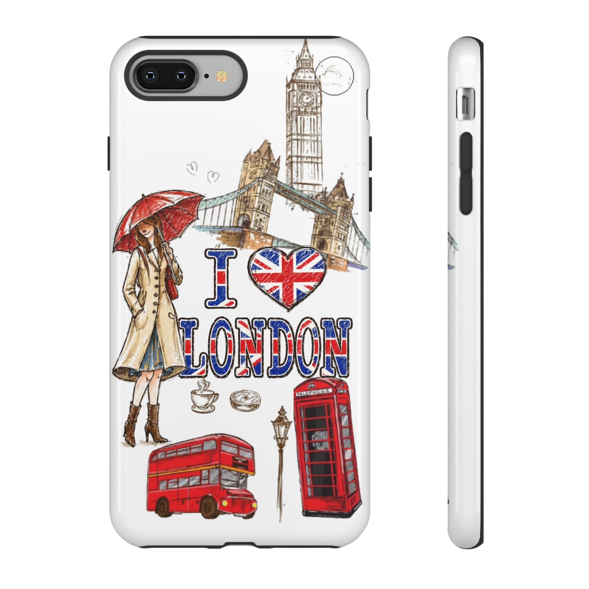 I Love London Illustrated Collage phone case | Tough Case