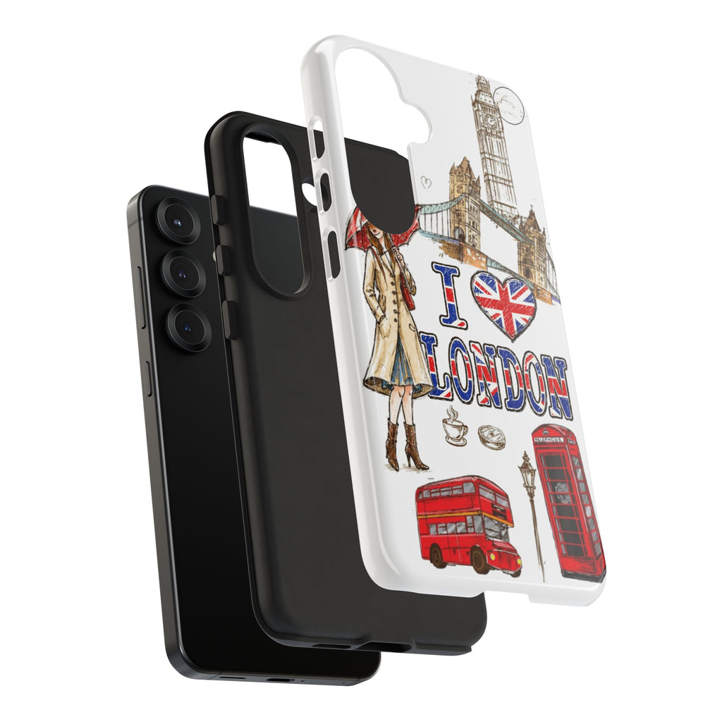 I Love London Illustrated Collage phone case | Tough Case