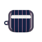 Striped Navy & Pink AirPod Case — Slim Protective Cover with Keyring Loop
