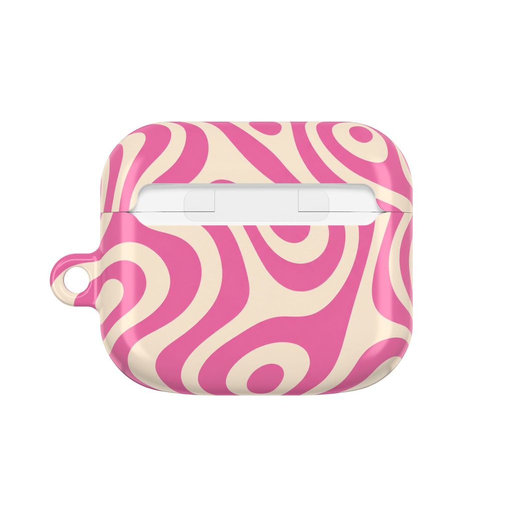 Pink Retro Swirl AirPod Case — Funky 70s Vibe Protective Cover