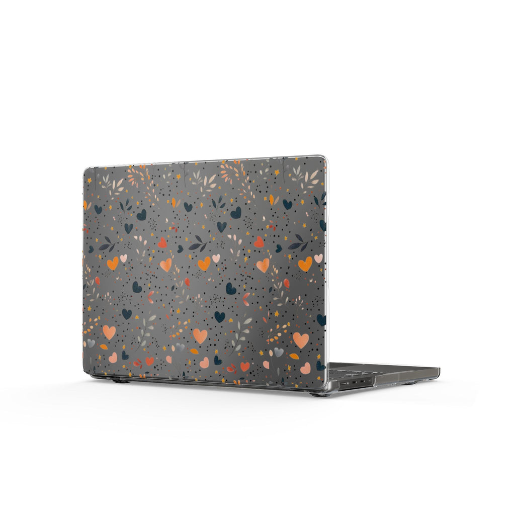 Clear MacBook Case — Heart Confetti Floral Pattern (Gray)