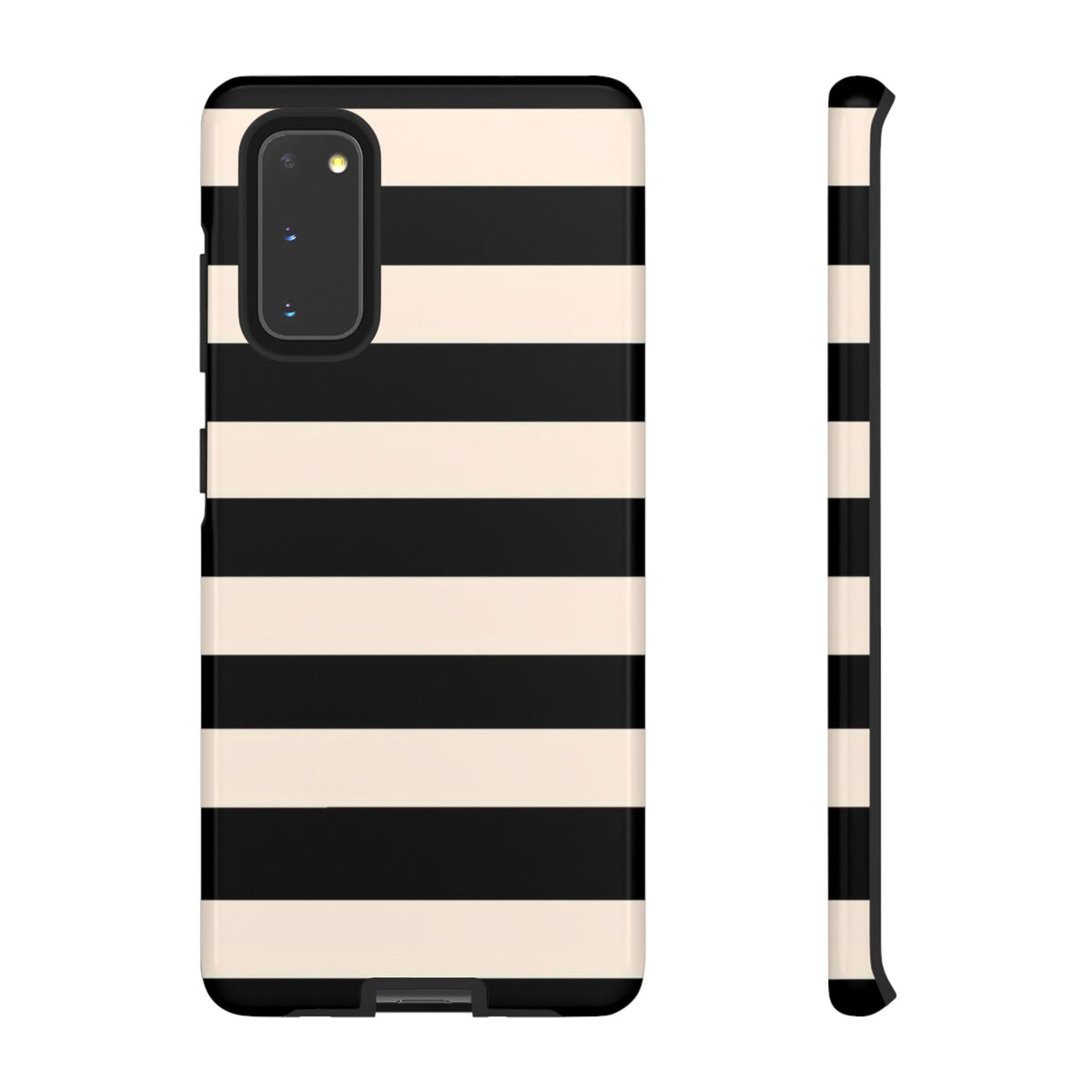 Black & Cream Striped - Tough Phone Case