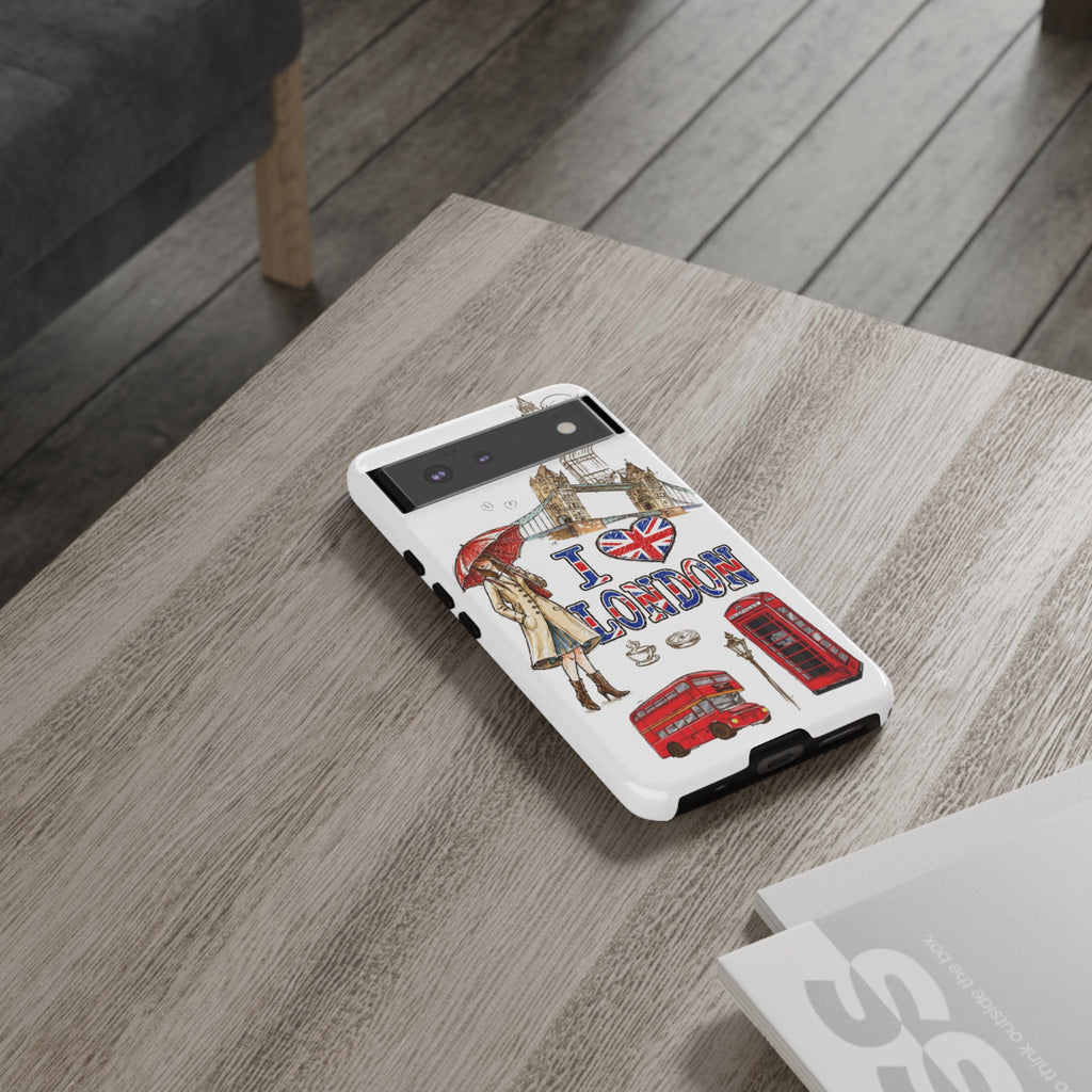I Love London Illustrated Collage phone case | Tough Case