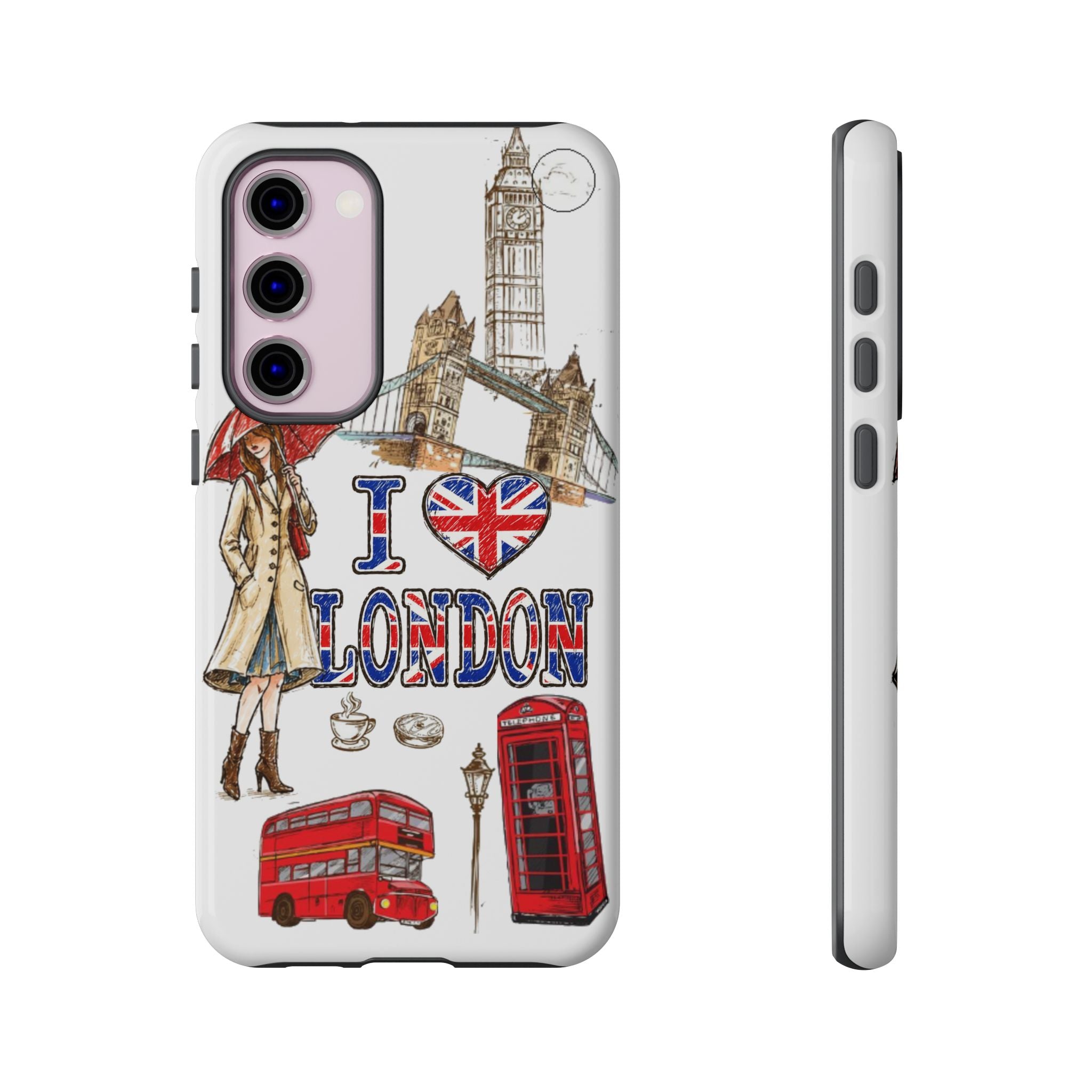 I Love London Illustrated Collage phone case | Tough Case