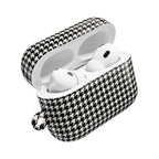 Houndstooth AirPod Case — Black & White Retro Pattern Protective Cover