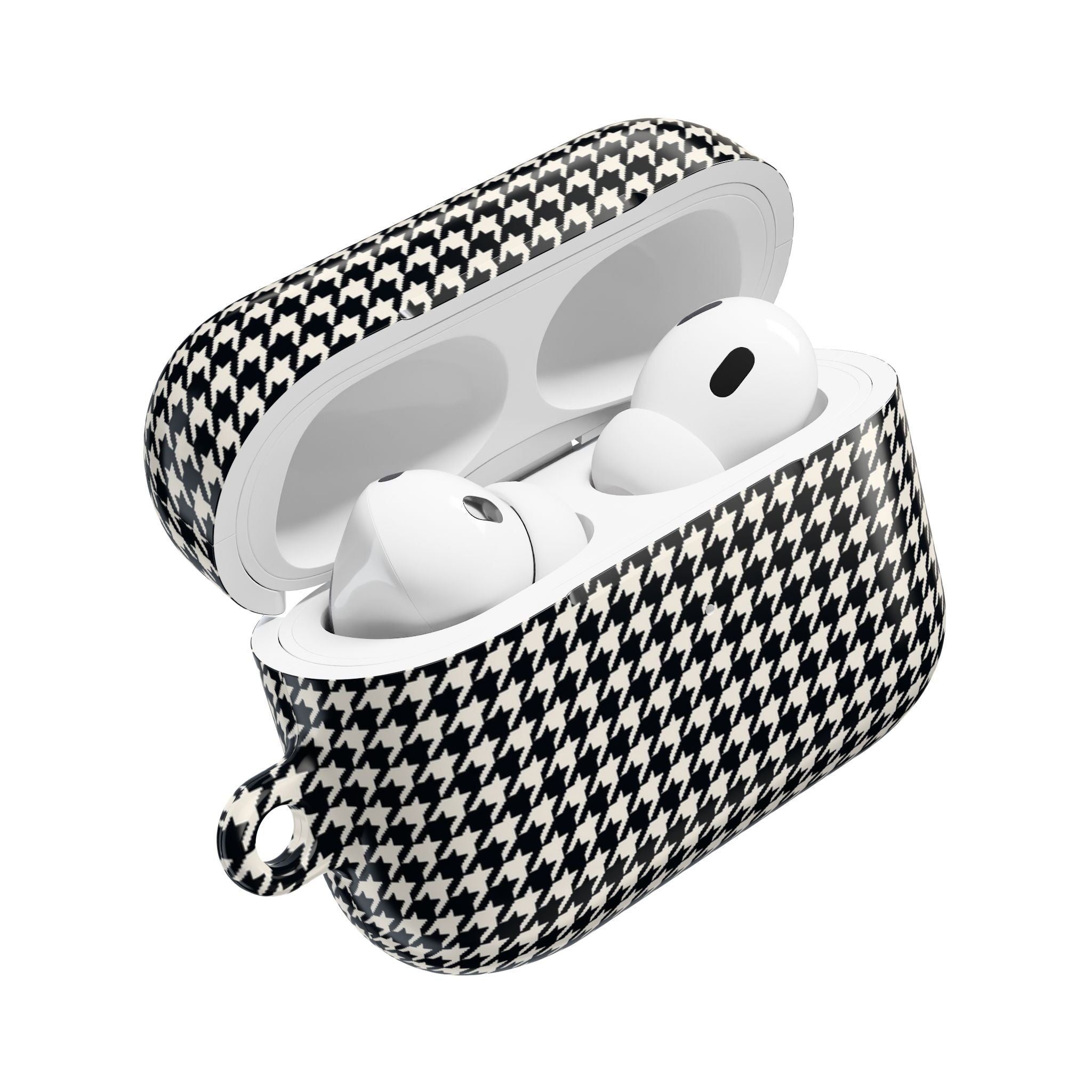 Houndstooth AirPod Case — Black & White Retro Pattern Protective Cover