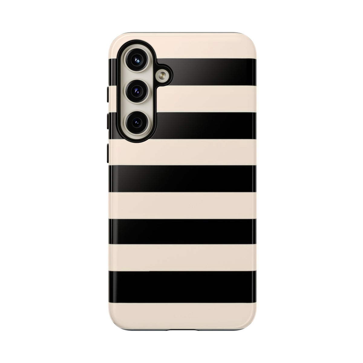 Black & Cream Striped - Tough Phone Case
