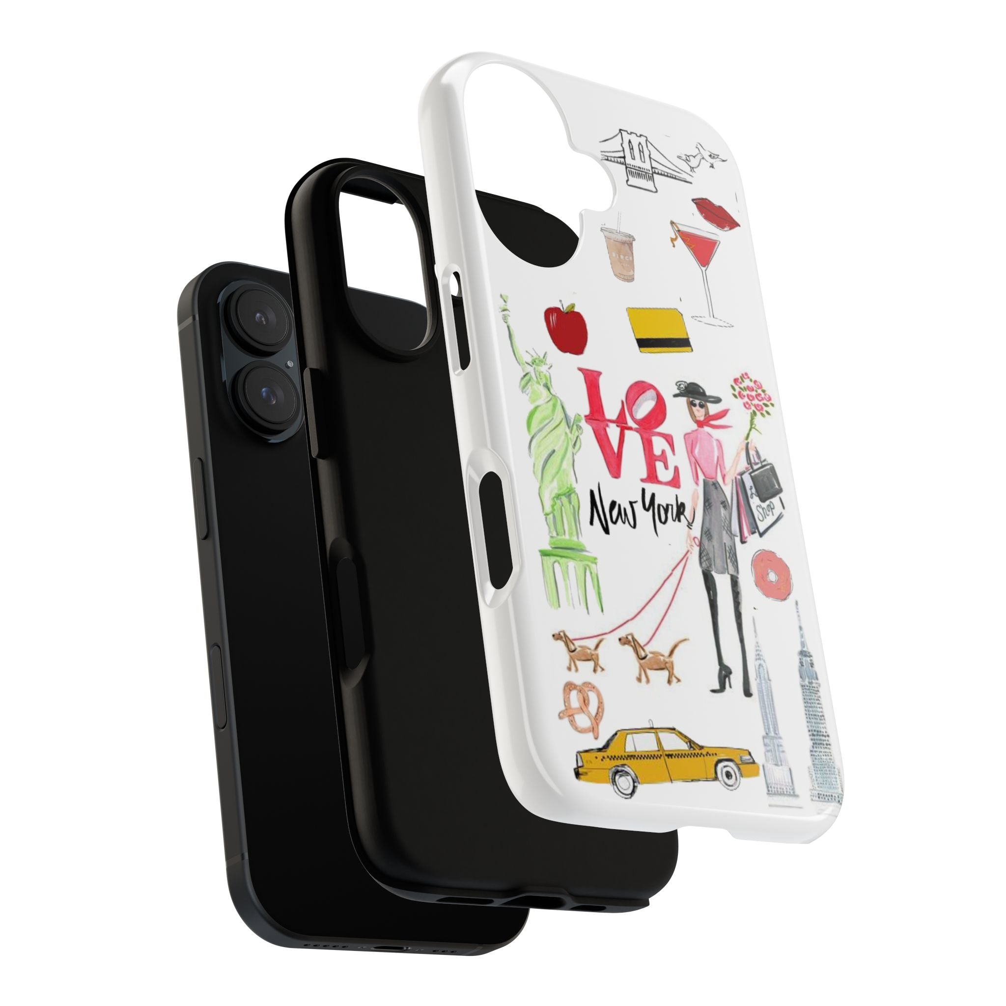 New York Icons Protective Phone Case — 'Love New York' Illustrated City Collage