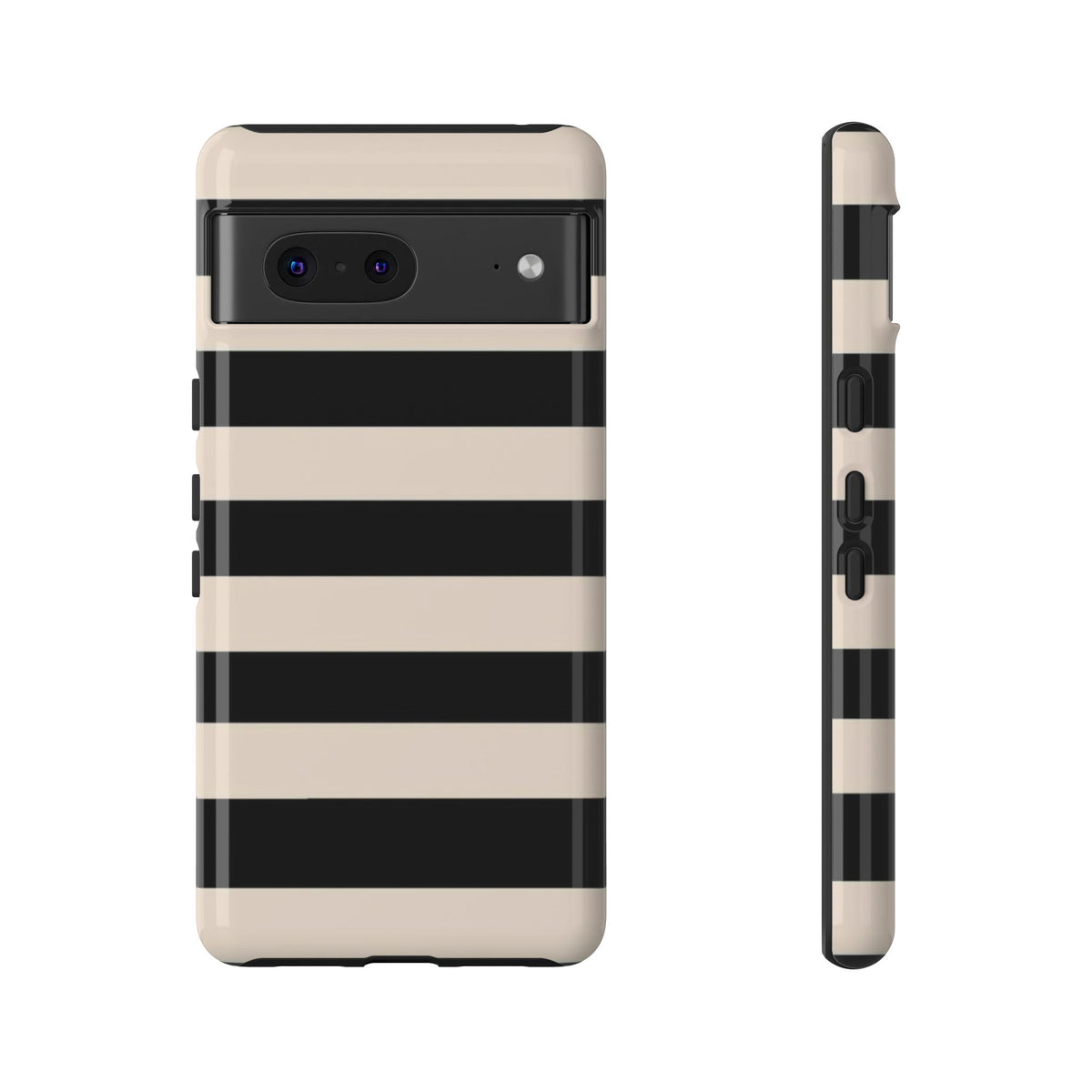 Black & Cream Striped - Tough Phone Case