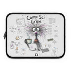 Comp Sci Crew Laptop Sleeve — Cute Fluffy Programmer Illustration