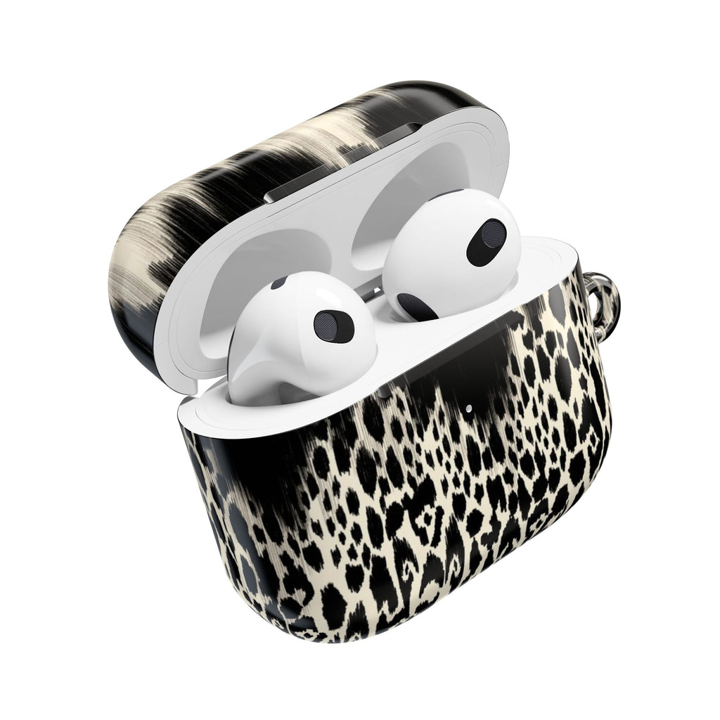 Leopard Print AirPod Case — Black & Ivory Chic Protective Cover