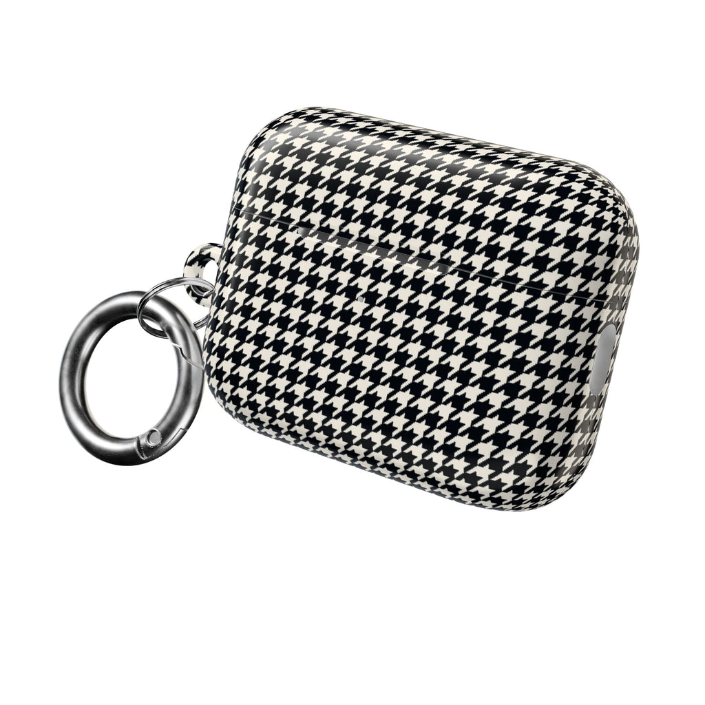 Houndstooth AirPod Case — Black & White Retro Pattern Protective Cover
