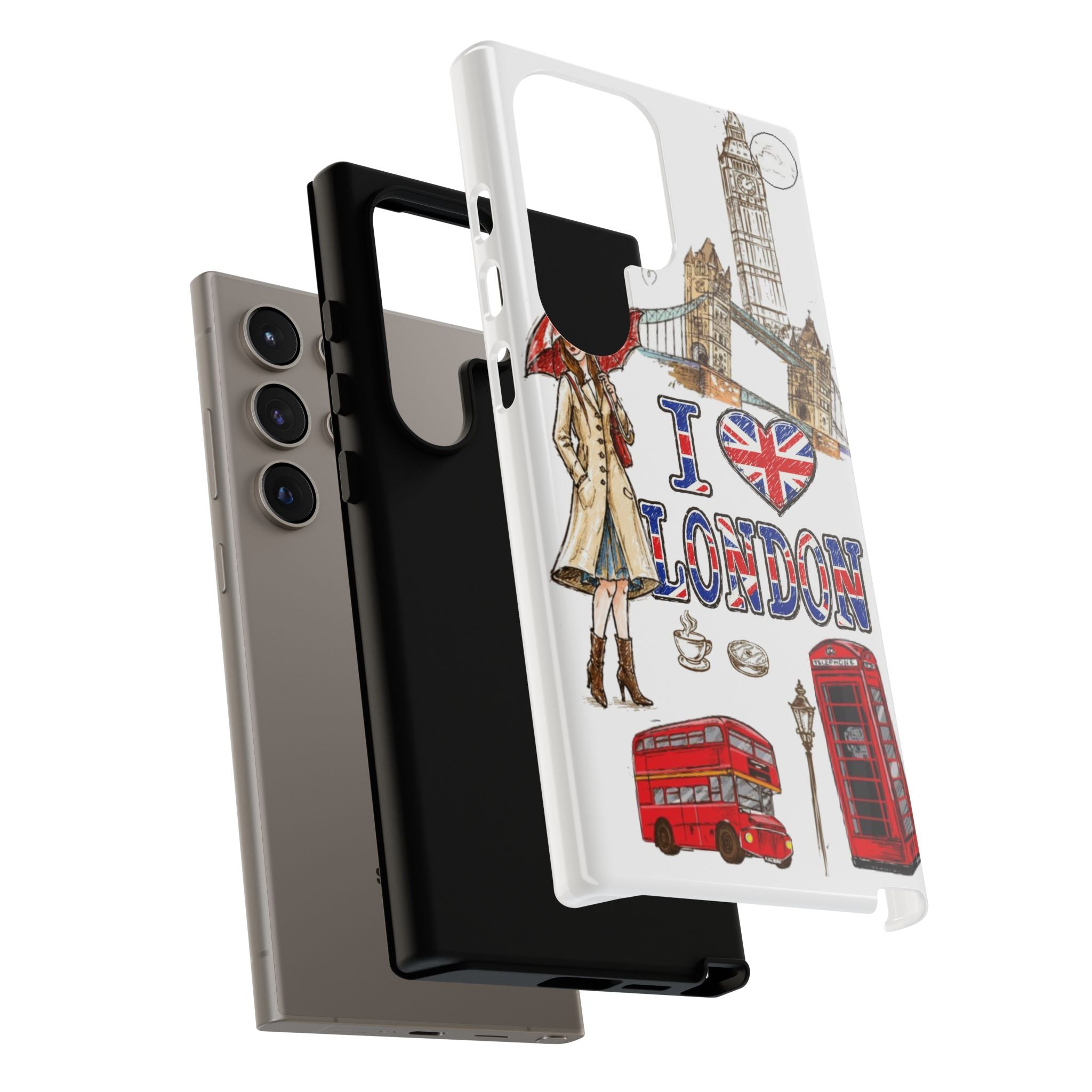 I Love London Illustrated Collage phone case | Tough Case
