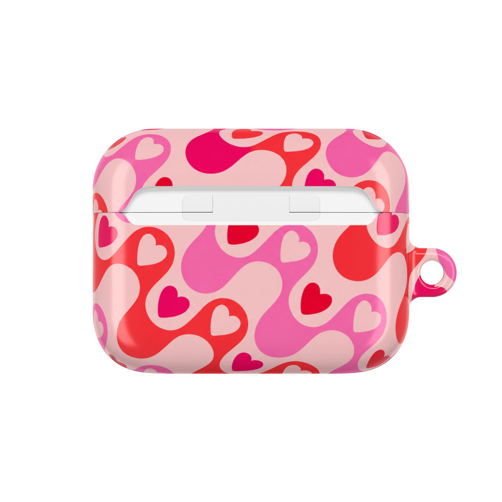 Heart Pattern AirPod Case — Pink Retro Love Protective Cover