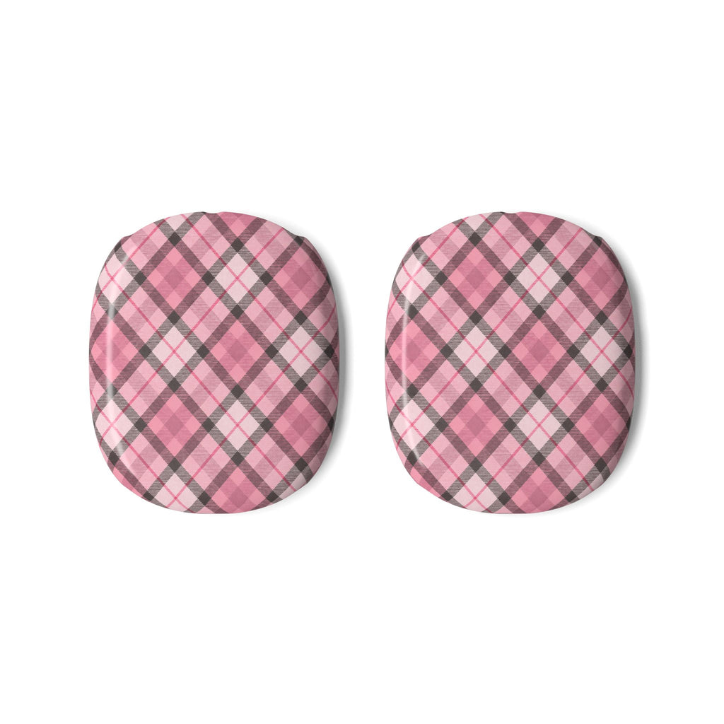 Pink Plaid AirPods Max Ear Cup Covers — Patterned Headphone Replacement Skins