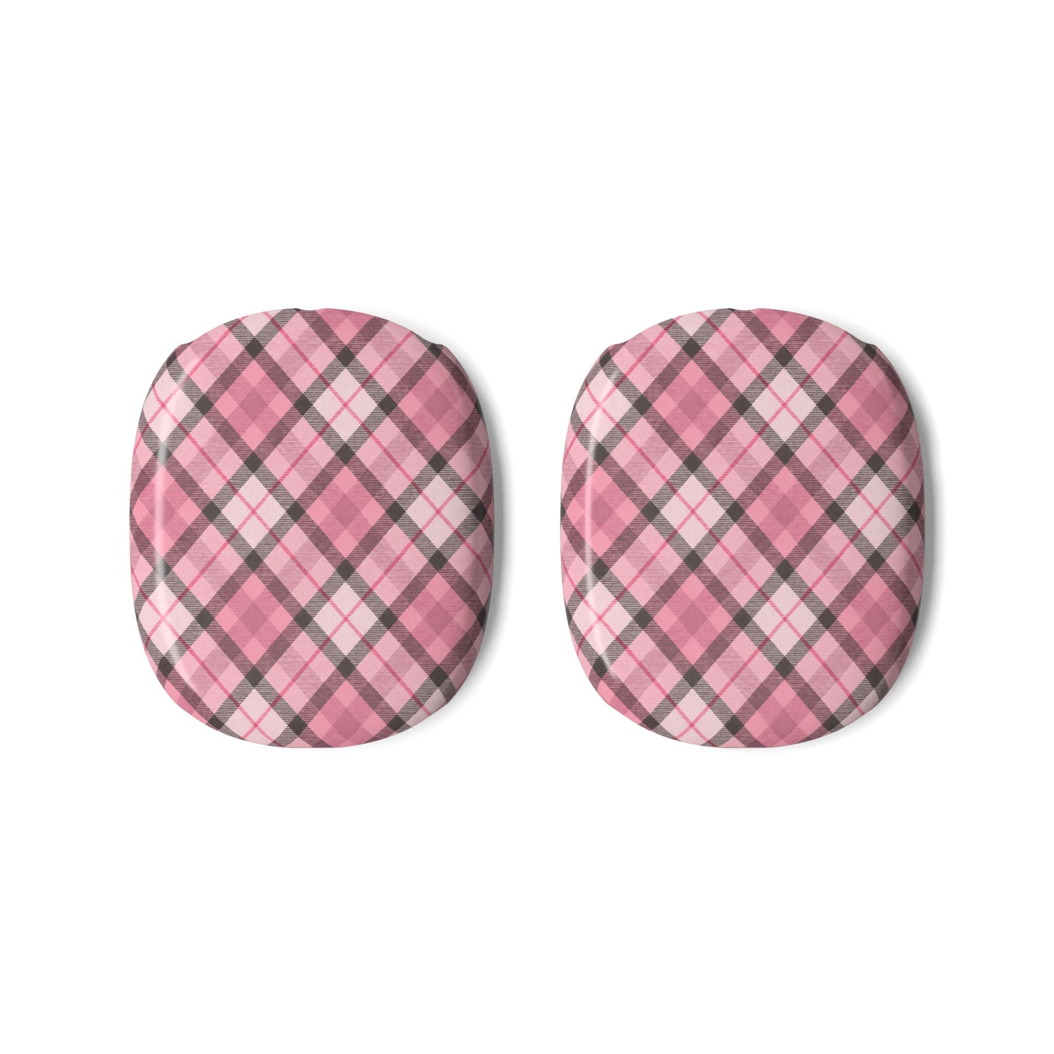 Pink Plaid AirPods Max Ear Cup Covers — Patterned Headphone Replacement Skins