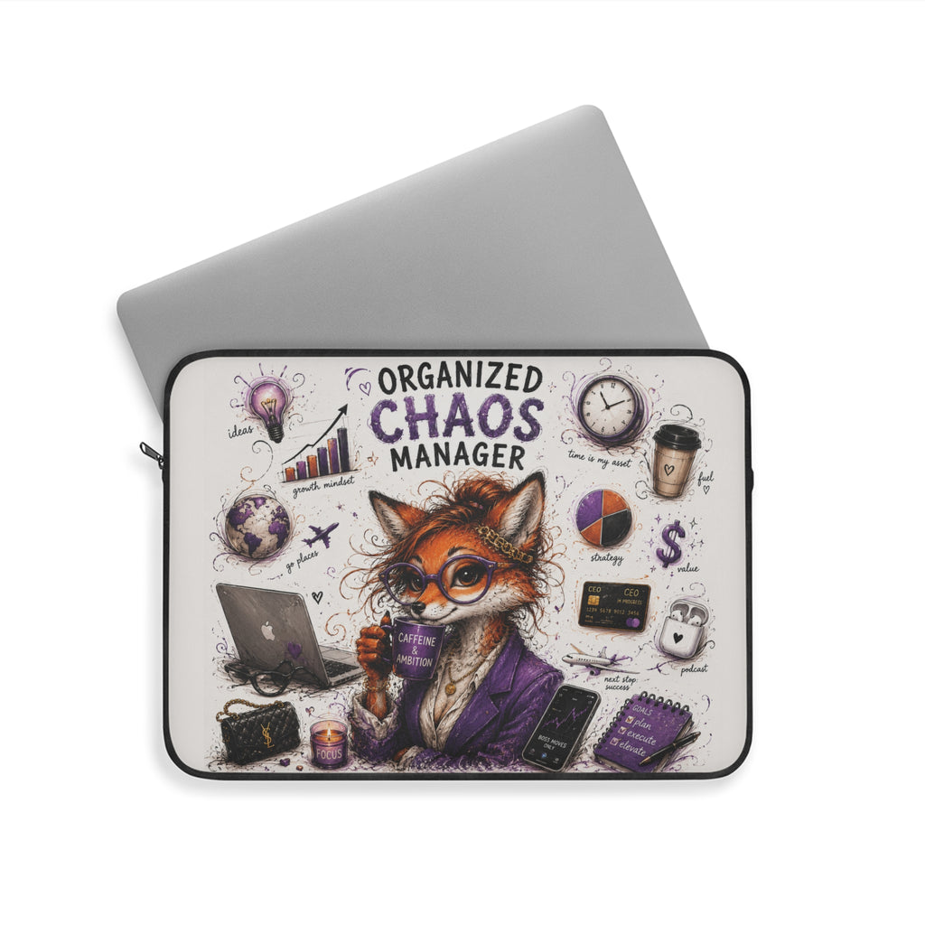 Organized Chaos Manager Laptop Sleeve — Fox Office Humor Protective Case