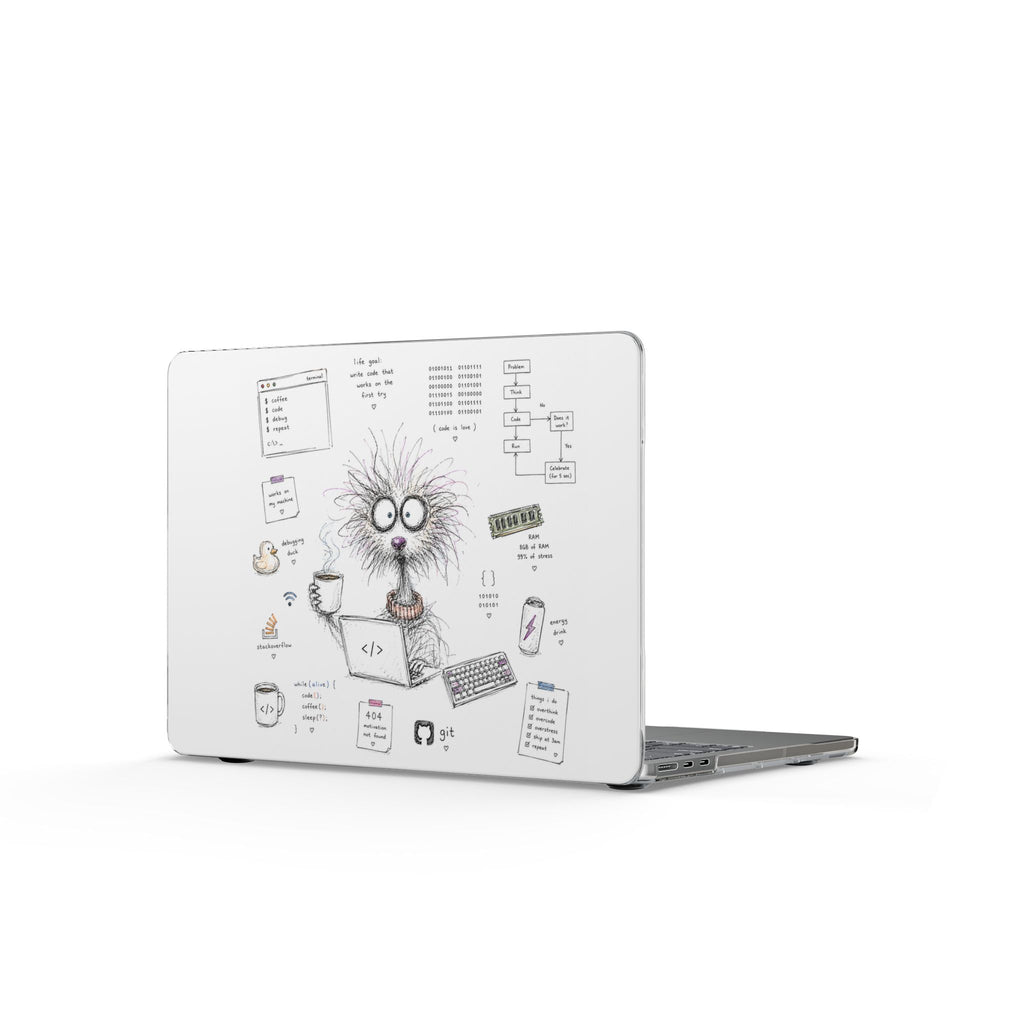 Clear MacBook Case — 'Coder Chaos' Funny Programmer Design