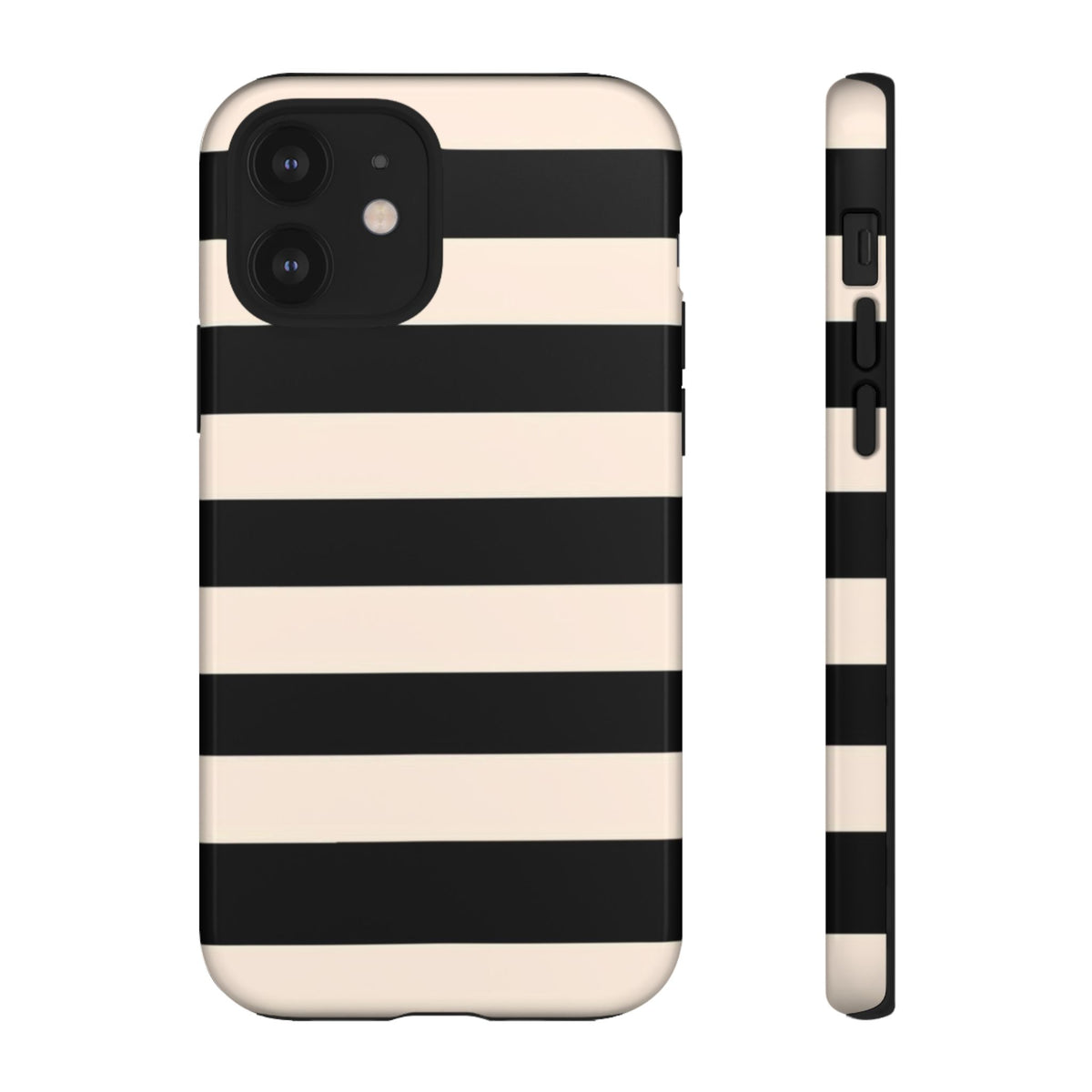 Black & Cream Striped - Tough Phone Case