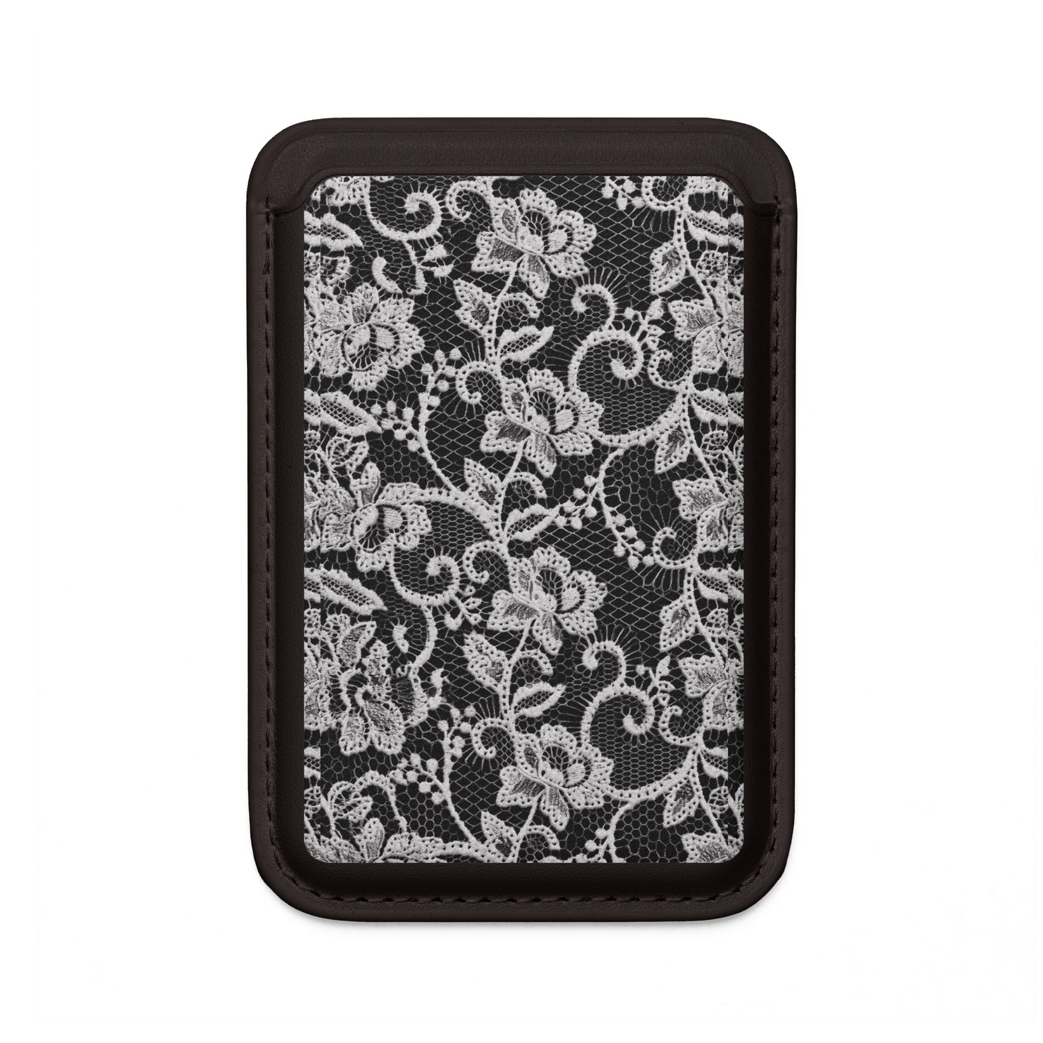 Black Lace Pattern - MagSafe Vegan Wallet