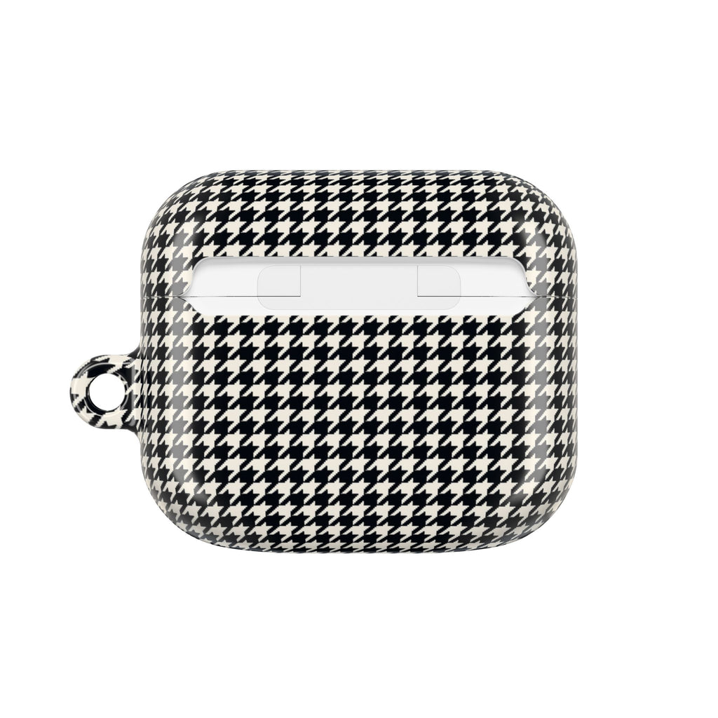 Houndstooth AirPod Case — Black & White Retro Pattern Protective Cover