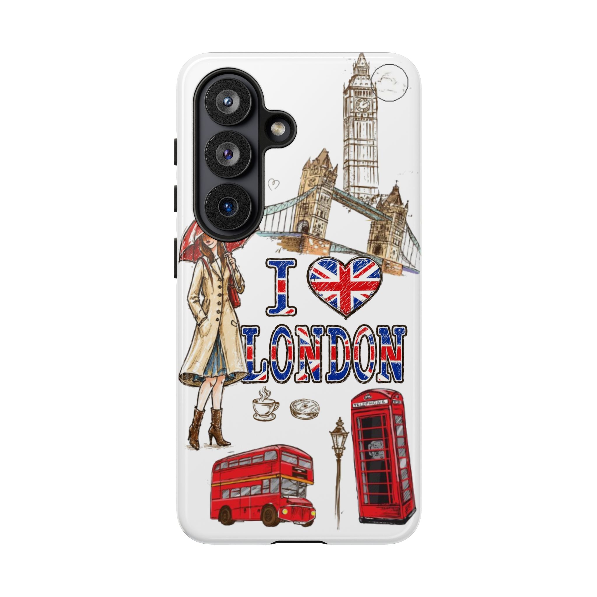 I Love London Illustrated Collage phone case | Tough Case