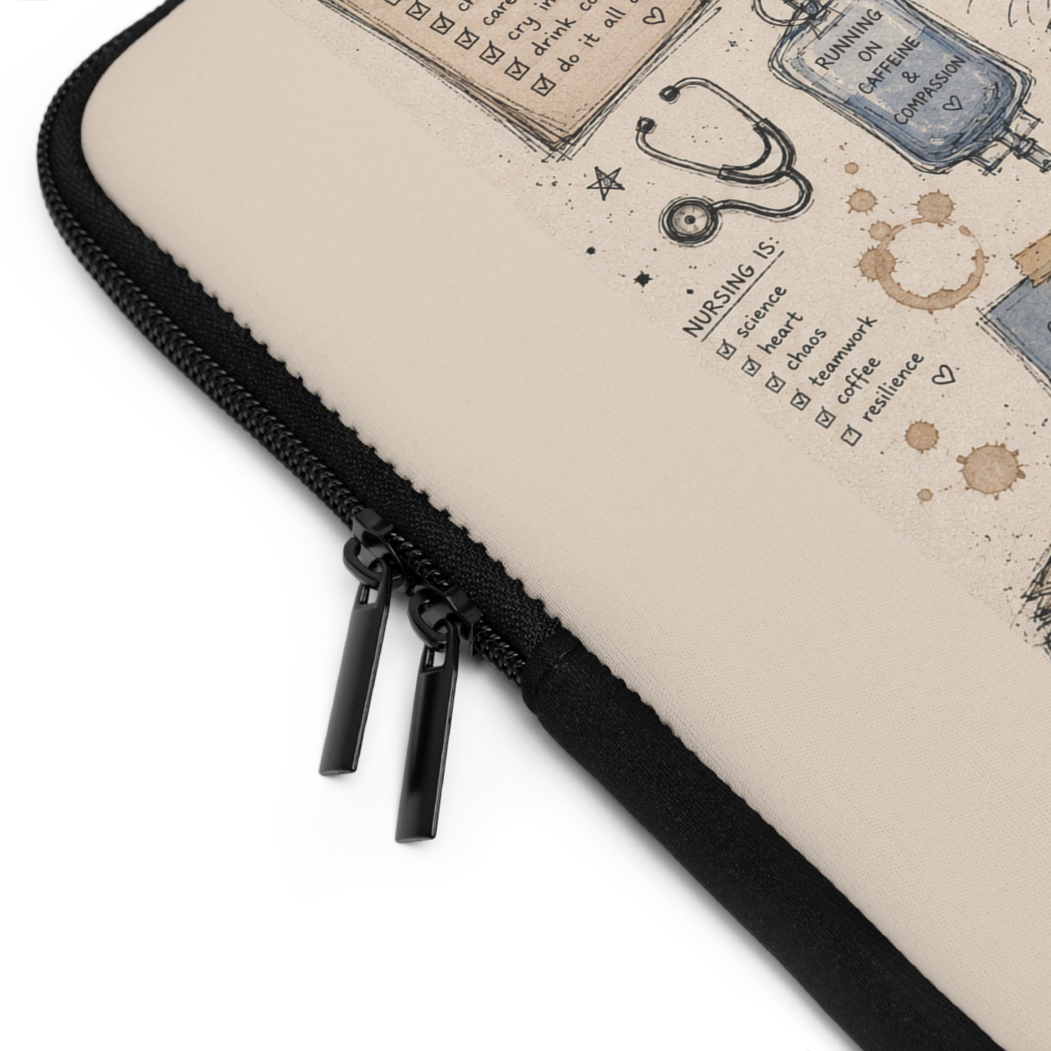 Night Shift Raccoon Nurse Laptop Sleeve — Cute Medical Team Gift