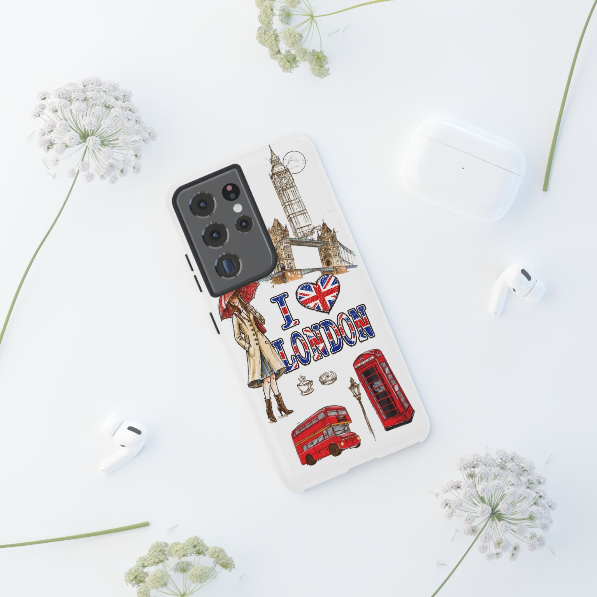 I Love London Illustrated Collage phone case | Tough Case
