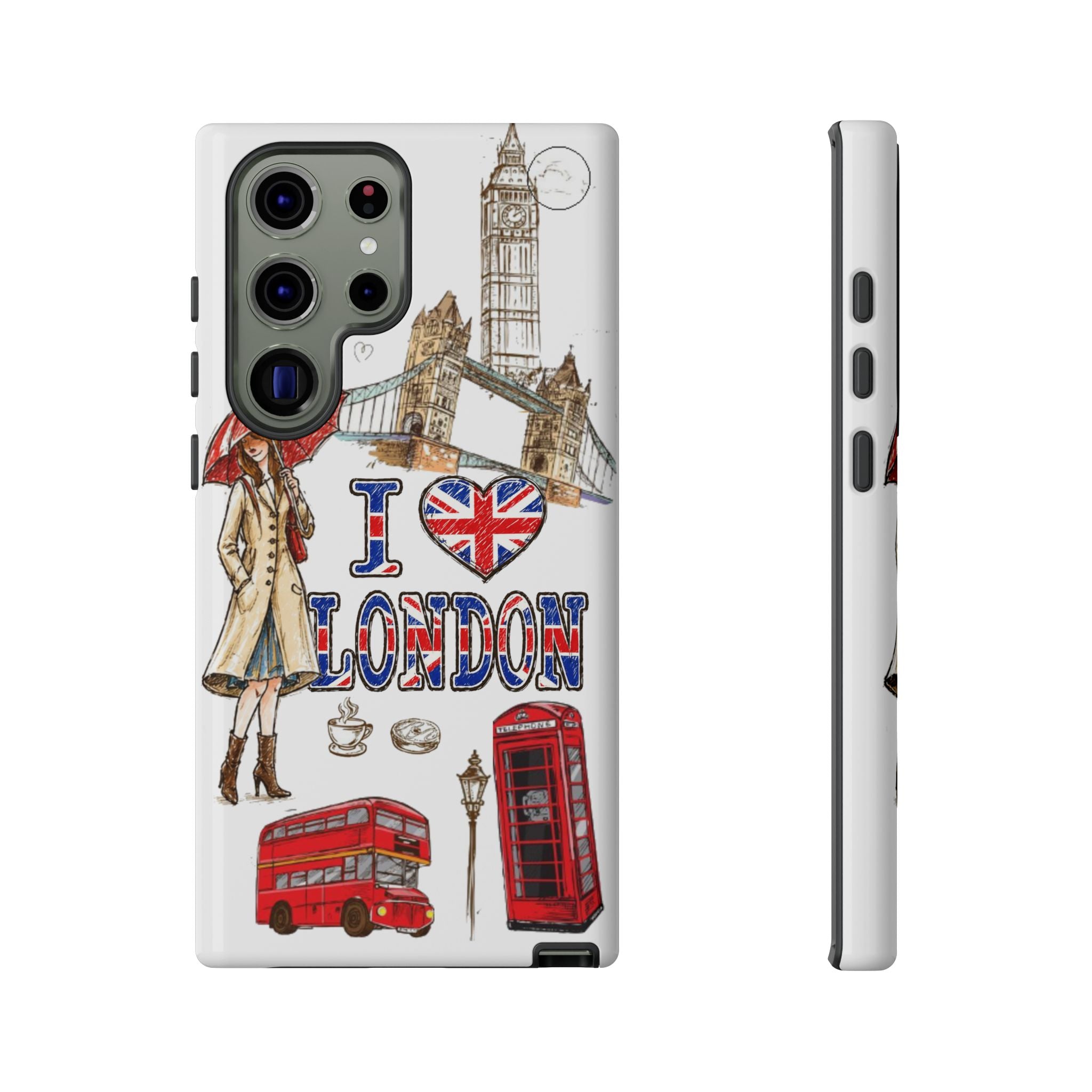 I Love London Illustrated Collage phone case | Tough Case