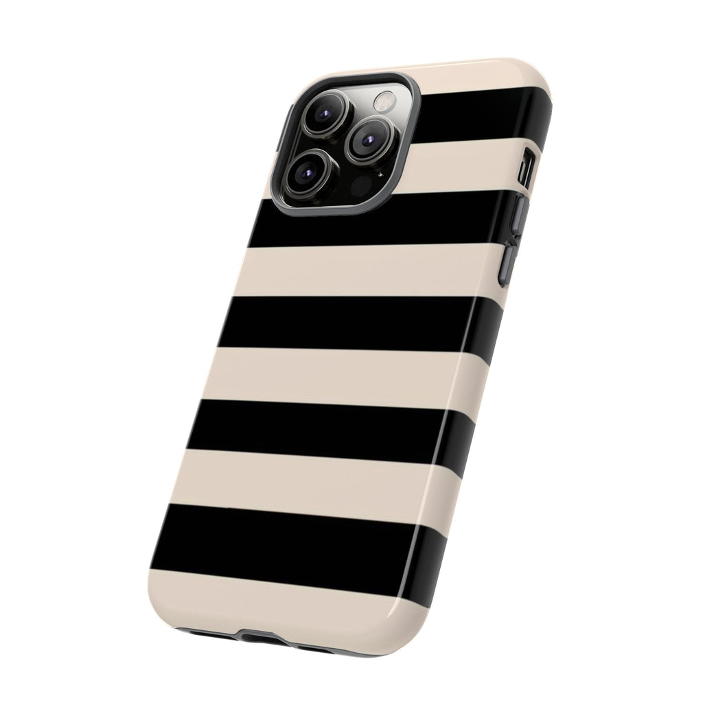 Black & Cream Striped - Tough Phone Case