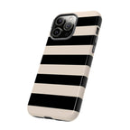 Black & Cream Striped - Tough Phone Case