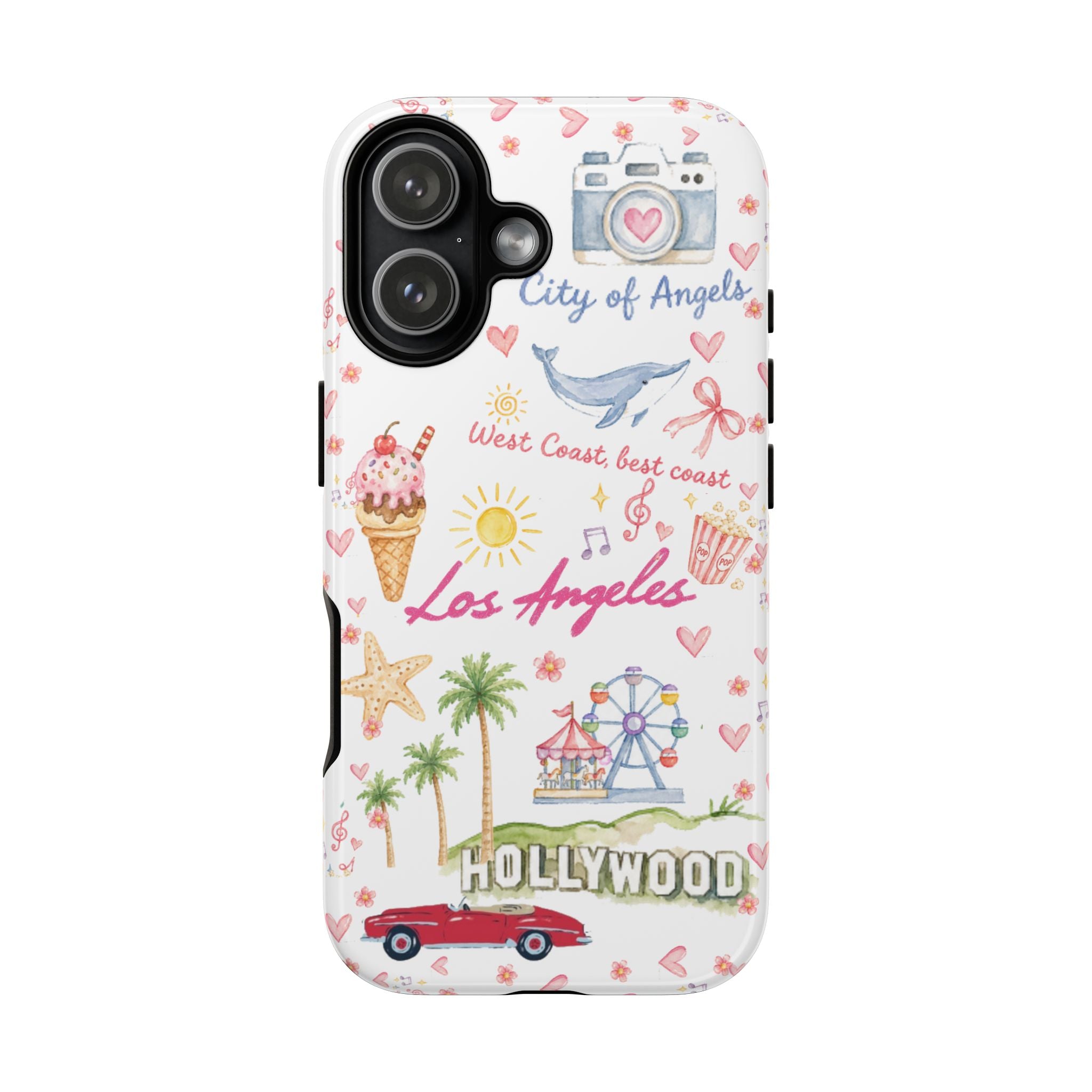 Los Angeles Travel Phone Case — Cute Hollywood & Beach Icons Tough Case