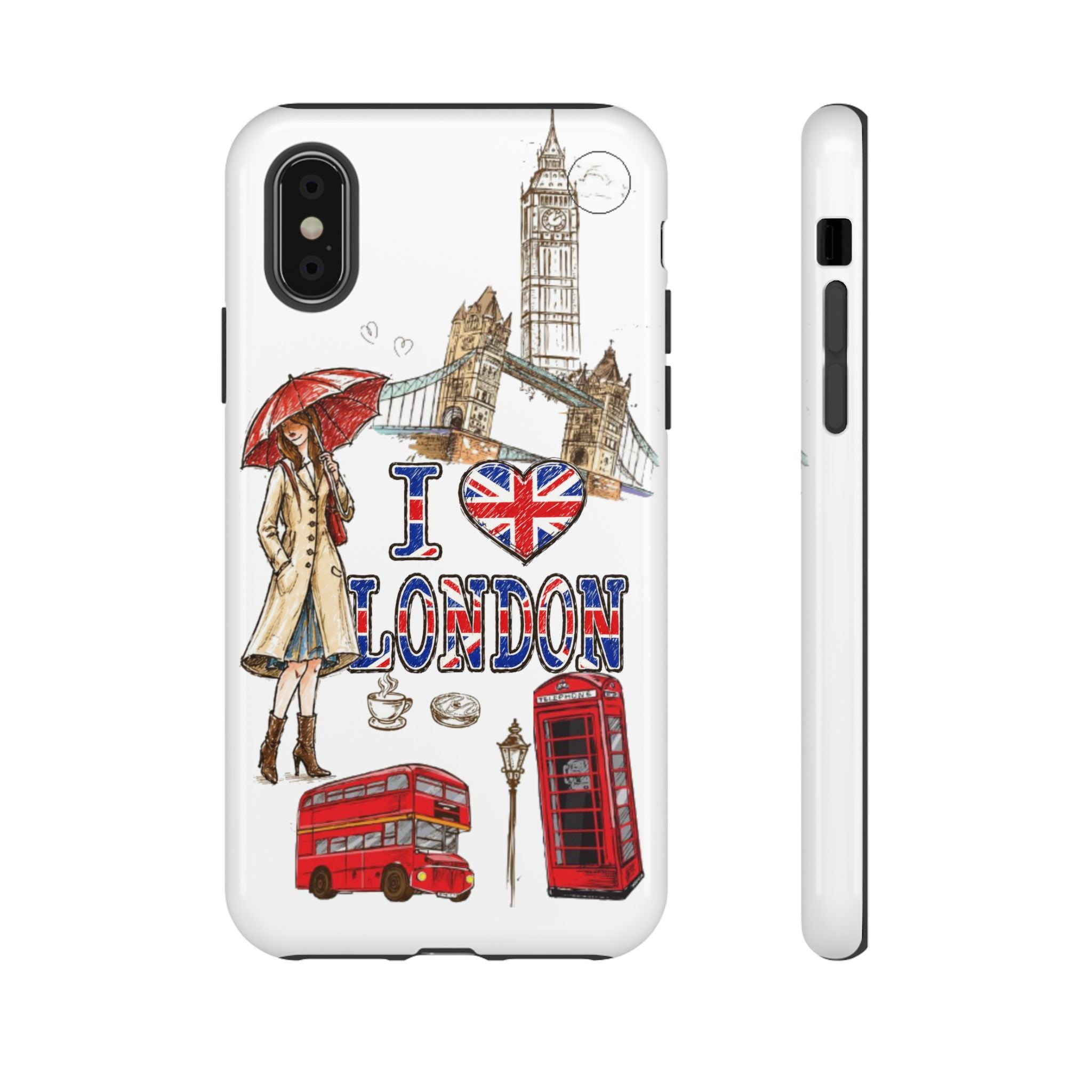 I Love London Illustrated Collage phone case | Tough Case