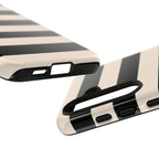 Black & Cream Striped - Tough Phone Case