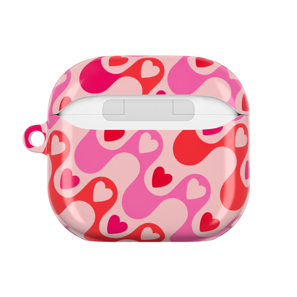 Heart Pattern AirPod Case — Pink Retro Love Protective Cover